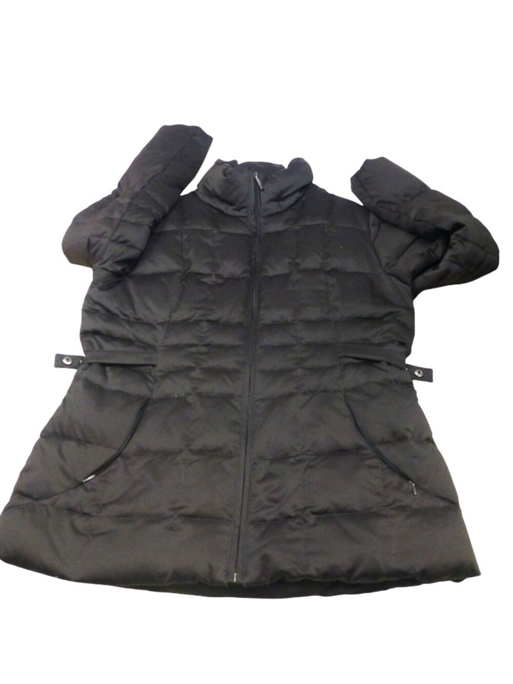 Calvin Klein Womens Black Quilted‎ Puffer Coat Faux Fur Duck Down Lining Size L